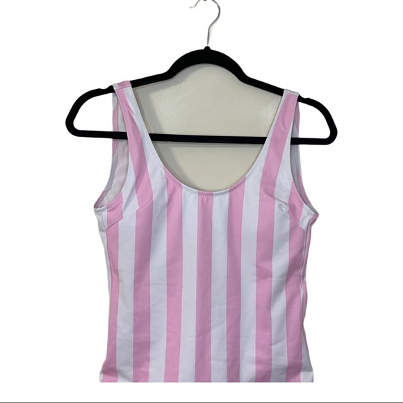 Zaful Pink Stripe Low Back One Piece Swimsuit - Picture 5 of 9